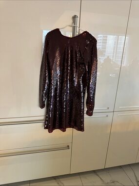 Mango Women's Long-Sleeve Sequin Midi Dress - Burgundy